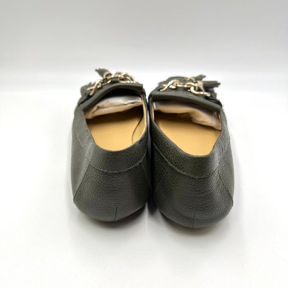 Talbots Womens Size 8 8M Gray‎ Grey Leather Fringed Tasseled Flats Loafers Shoes - Picture 7 of 12